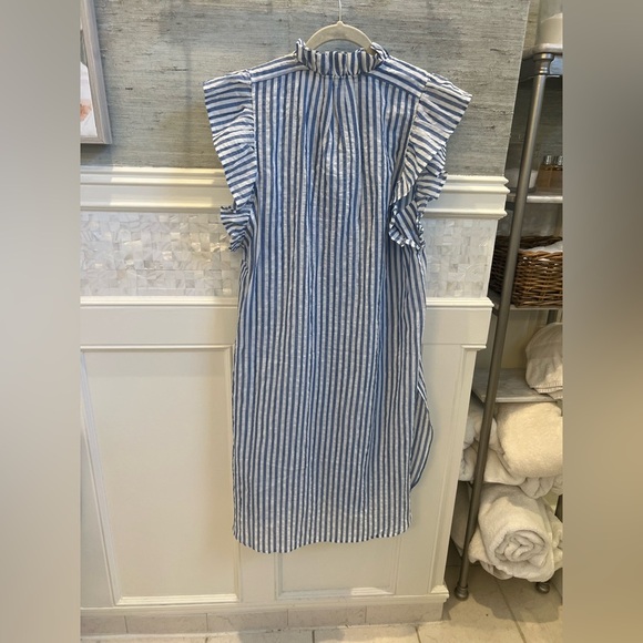 NWT new anthropologie Maeve sleeveless long tunic ruffle medium blue white - Picture 6 of 17